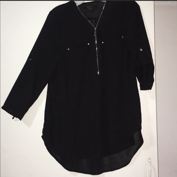 Black 3/4 Sleeve Blouse - Picture 4 of 6